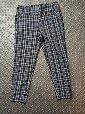 Soho Apparel Ltd Plaid Slim Pull On Career Pants Women's Size L Ankle